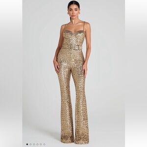NADINE MERABI Lucinda Gold Jumpsuit NWT